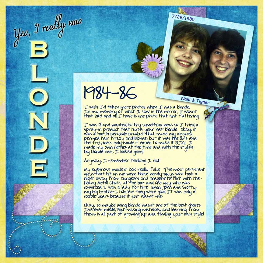 I Was A Blonde: scrapbook page with alot of journaling